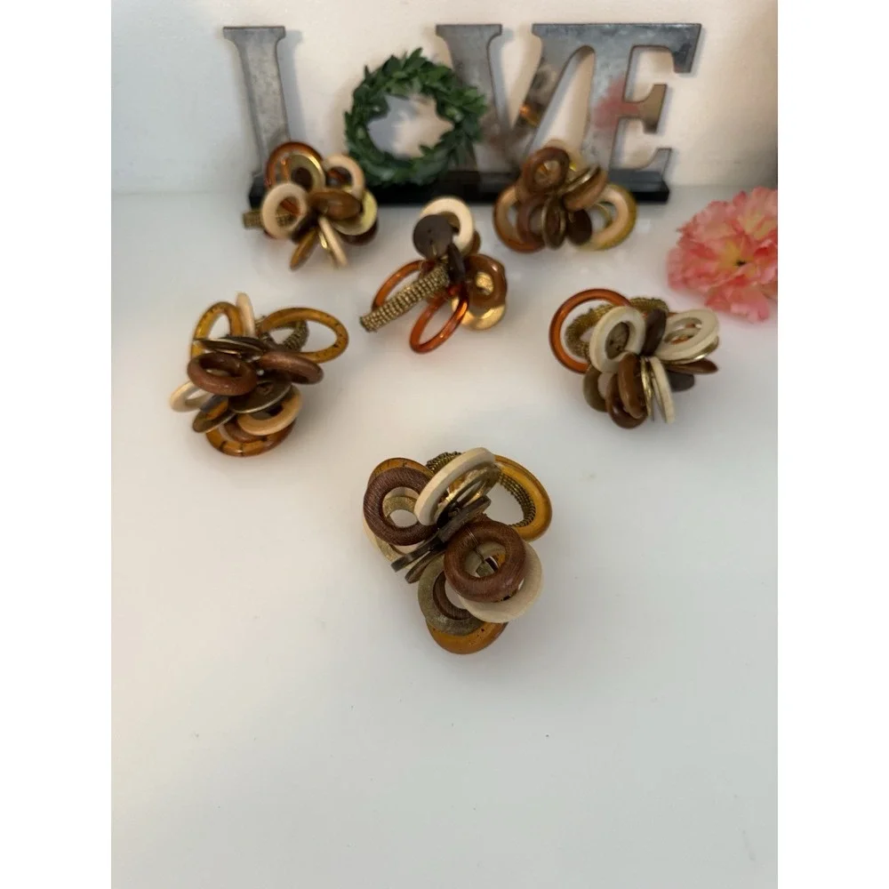 Vintage Set‎ of 6 Bodrum Interlink Napkin Rings Mid Century Modern Table Decor